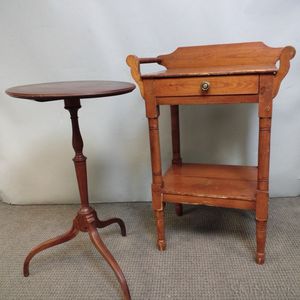 Federal-style Mahogany Candlestand and a Pine Washstand