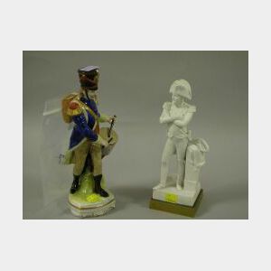 Bisque Figure of Napoleon and a Handpainted Porcelain Military Drummer Figure.