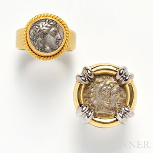 Two Gold and Silver Coin Rings