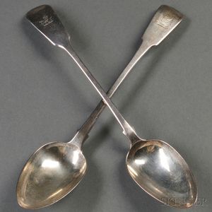 Two George III/IV Sterling Silver Stuffing Spoons