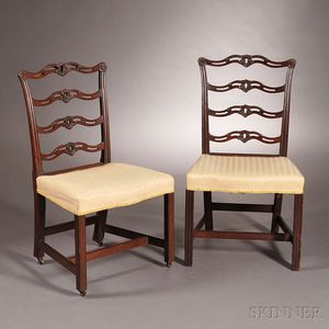 Pair of Mahogany Carved Slat-back Chairs
