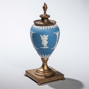 Gilt-metal-mounted Light Blue Jasper Dip Vase