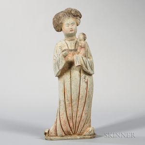 Pottery Figure of a Woman Holding a Child
