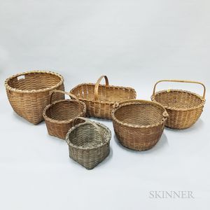 Six Woven Splint Baskets