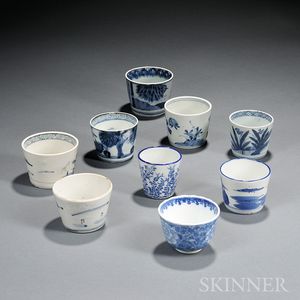 Nine Blue and White Cups