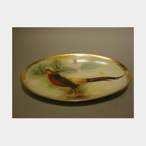 Pickard Artist Signed Hand-Painted Golden Pheasant Porcelain Platter.