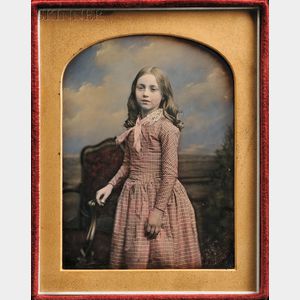 William Edward Kilburn (British, 1818-1891) Hand-tinted Quarter-plate Daguerreotype of a Girl