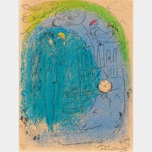 Marc Chagall (Russian/French, 1887-1985) Mère et enfant devant Notre-Dame