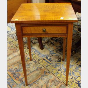 Eldred Wheeler Federal-style Inlaid Tiger Maple and Bird's-eye Maple Veneer One-Drawer Stand