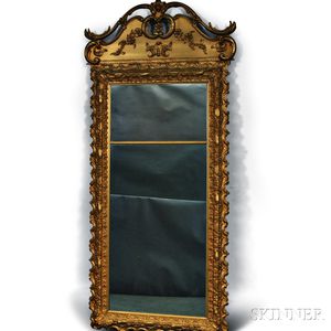 Large Queen Anne-style Gilt Gesso Looking Glass
