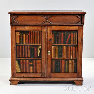 Continental Gothic-Revival Painted Fruitwood Cabinet