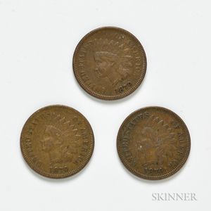 Three 1870 Indian Head Cents