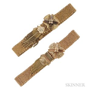 Antique Pair of Gold Slide Bracelets