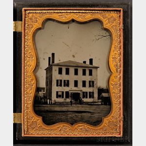 Half Plate Ambrotype of a Three-story Federal House