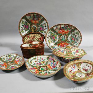 Eight Pieces of Rose Medallion Porcelain