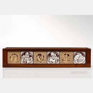 Mintons Aesop's Fables Tiled Mahogany Planter