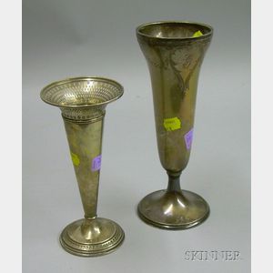 Two Weighted Sterling Trumpet Vases