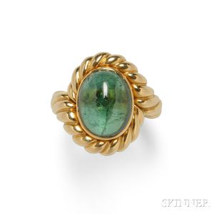 18kt Gold and Green Tourmaline Ring