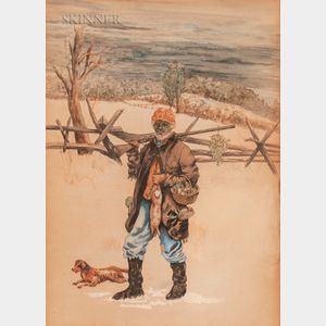 Attributed to Arthur Burdett Frost (American, 1851-1928) African American Hunter with Dog