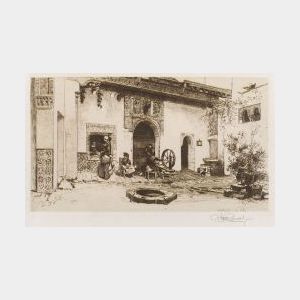 Stephen Parrish (American, 1846-1938),After Martin Rico y Ortega (Spanish, 1833-190 )Weaving Shop Courtyard.