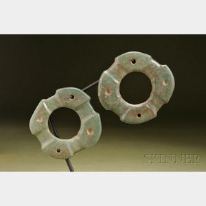 Pre-Columbian Carved Jade Ear Spools