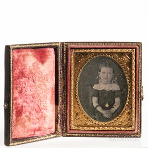Ninth-plate Tinted Daguerreotype of a Seated Little Girl