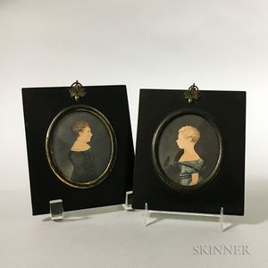 Pair of Framed Watercolor Portrait Miniatures