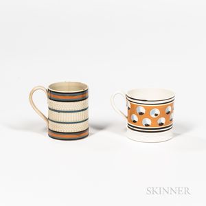 Two Small Slip-decorated Pearlware Mugs