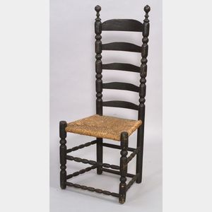 Black Painted Ladder-back Side Chair