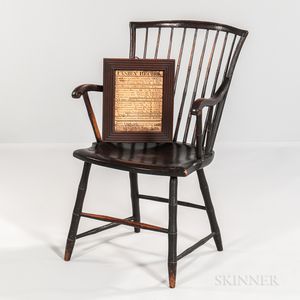 Rod-back Windsor Armchair and a Pen and Ink "Cook" Family Record