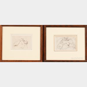 George Chinnery (British, 1774-1852) Two Framed Sketches: Study of a Man's Hands Holding a Bowl and Chopsticks