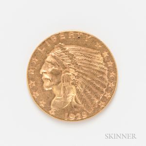 1929 $2.50 Indian Head Quarter Eagle Gold Coin