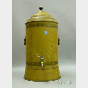 Grain-painted and Decorated Tin Water Cooler
