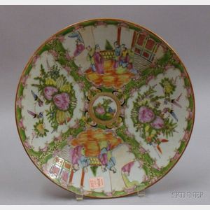 Chinese Export Porcelain Round Rose Medallion Serving Plate