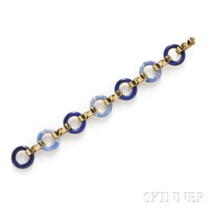 14kt Gold, Lapis, and Dyed Blue Agate Bracelet