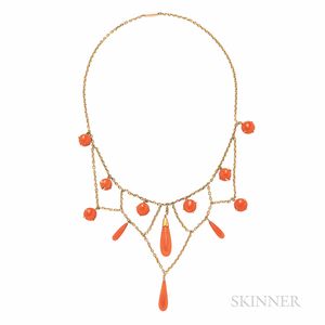 Antique Gold and Coral Necklace