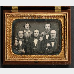 Quarter Plate Daguerreotype of Five Brothers and a Sister