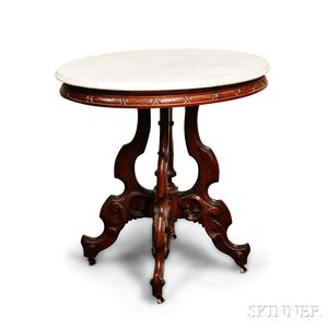 Renaissance Revival Walnut Marble-top Table