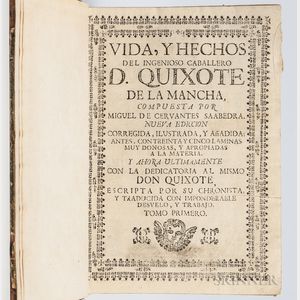 Cervantes Saavedra, Miguel de (1547-1616) Vida, y Hechos del Ingenioso Caballero D. Quixote de la Mancha. Nueva Ediccion, Corregida, Il