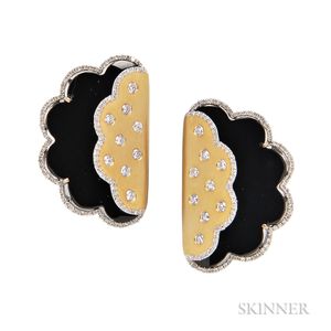 18kt Gold, Onyx, and Diamond Earrings