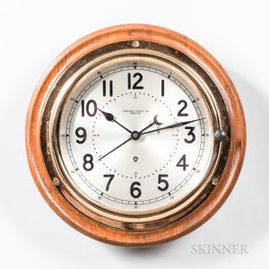 Chelsea Polished Brass Walnut-mounted Center Seconds Wall Clock
