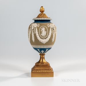 Wedgwood Bronze Mounted Tricolor Jasper Dip Vase and Cover