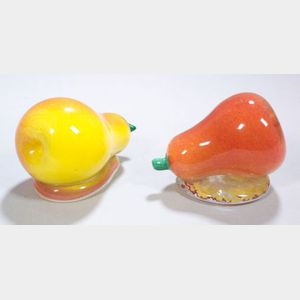 Two Blown Glass Pear Paperweights