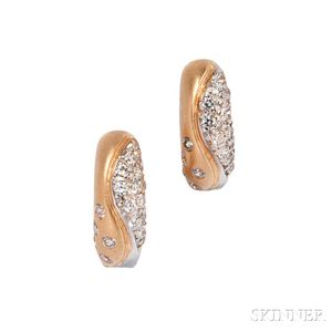 14kt Gold and Diamond "Huggie" Earrings