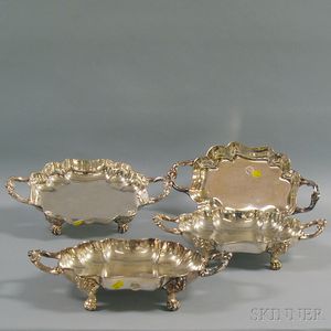 Set of Four Silver-plated Shaped Footed Dishes
