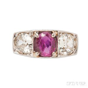 Art Deco Platinum, Ruby, and Diamond Ring