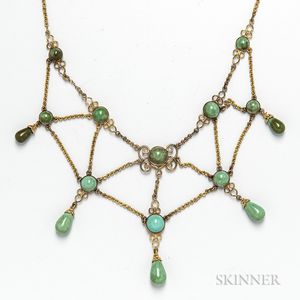 14kt Gold and Turquoise Festoon Necklace