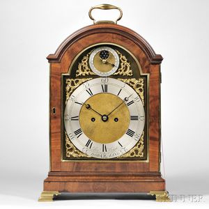 Thomas Wright Mahogany Bracket Clock with Penny Moon