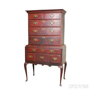Queen Anne Paint-decorated Maple High Chest