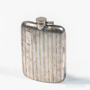 Art Deco Gold-banded Sterling Silver Flask